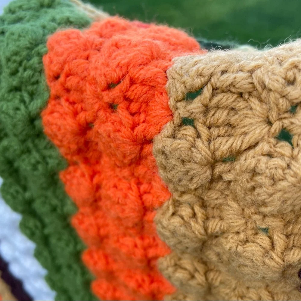 Vintage 70s/80s Knit Crocheted Afghan Throw Blanket